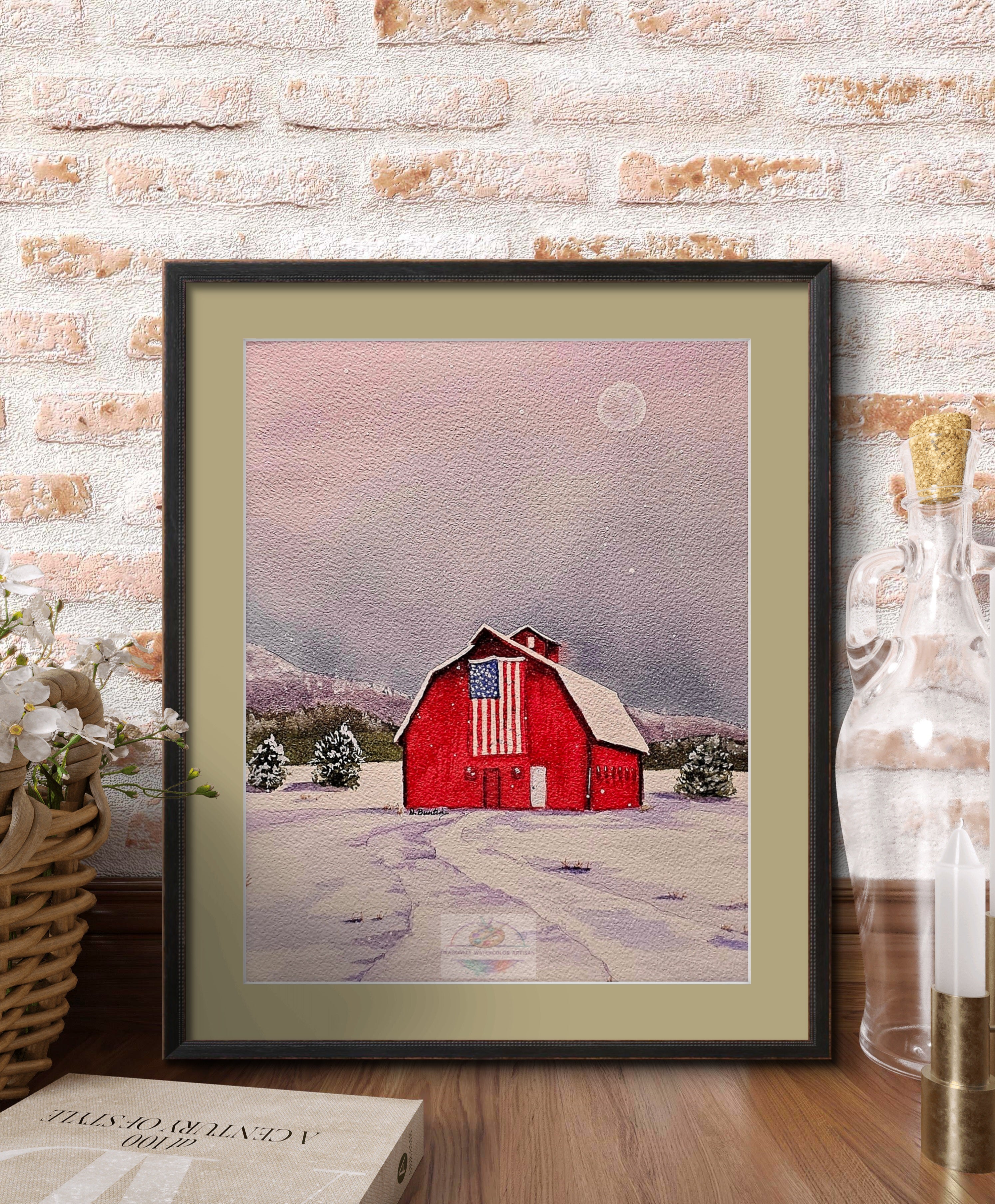 Patriotic Winter Barn