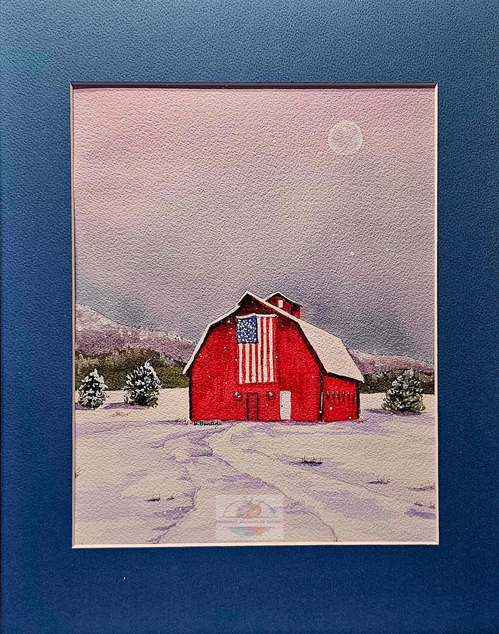 Patriotic Winter Barn