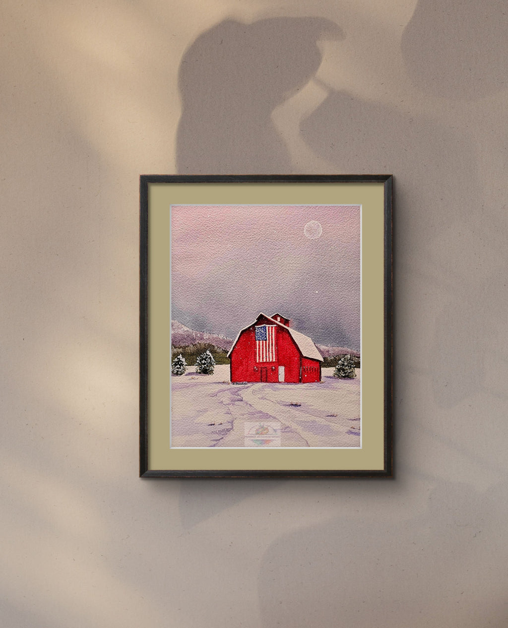 Patriotic Winter Barn
